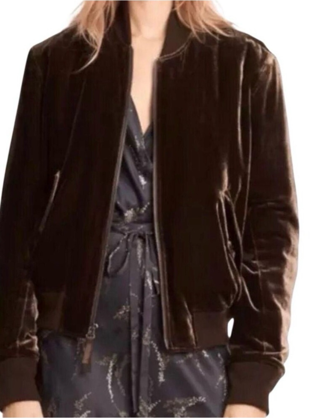 Vince Brown Velvet Bomber Jacket